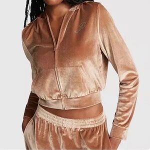 Pink Victoria’s Secret Valore/Velvet crystal logo pant suit Size XXL tan